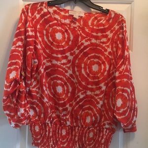 Michael Kors Dark Orange and White Top